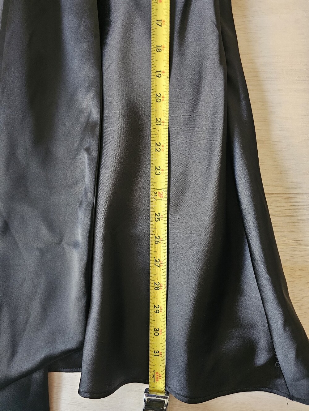 ZARA Black Satin Tie Neck Mini Dress Long Bell Sleeve NWT Size S - Picture 10 of 12